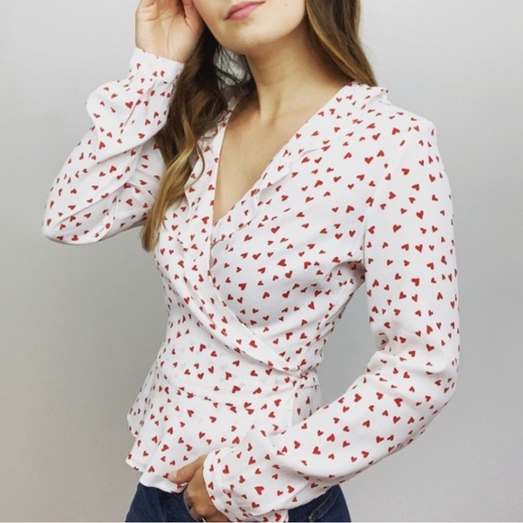 RAILS
Simone Heart-Print Long-Sleeve Ruffle Wrap Blouse - Picture 2 of 9